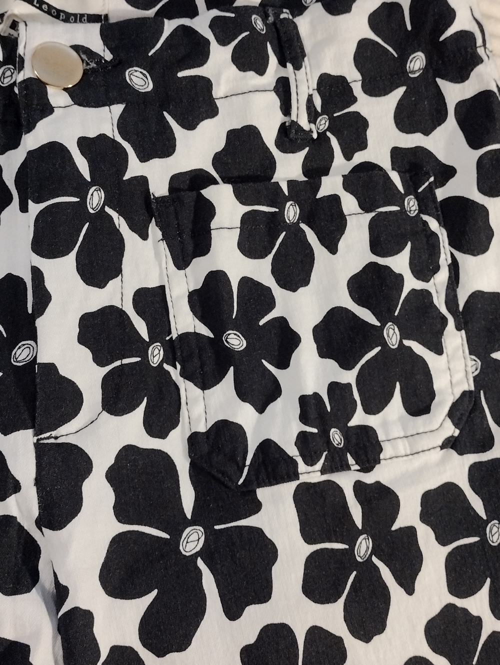 Jules & Leopold Black/White Floral Wide Leg Crop Pants, M - Picture 6 of 8